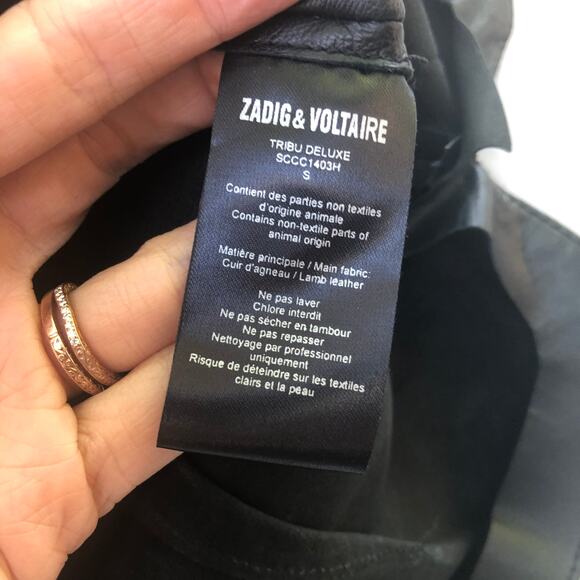 Zadig Voltaire Deluxe Lamb Leather Fringe Moto Top Black Small - Picture 4 of 12